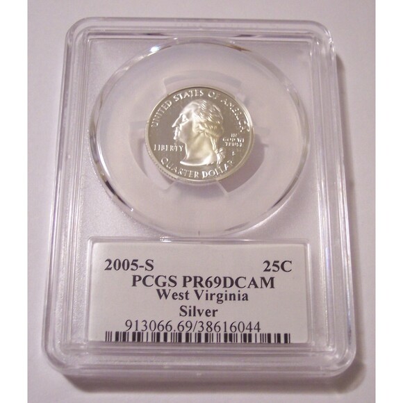 2005 S Silver West Virginia State Quarter Proof PR69 DCAM PCGS Flag Label - Picture 2 of 2